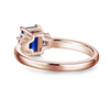 Emerald Cut Blue Sapphire and White Sapphire Three Stone Ring