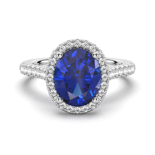 2 CT. Oval Sapphire with Classic Halo Ring