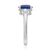 2 CT. Oval Blue Sapphire and White Sapphire Three Stone Ring