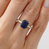 Emerald Cut Blue Sapphire and White Sapphire Ring