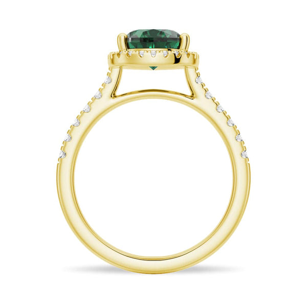 1.5 CT. Pear Shaped Emerald Ring with White Sapphire Halo Accents