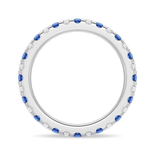 Pavé Blue Sapphire and White Sapphire Eternity Ring