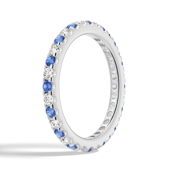 Pavé Blue Sapphire and White Sapphire Eternity Ring