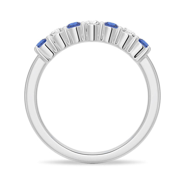 Blue Sapphire and White Sapphire Anniversary Band