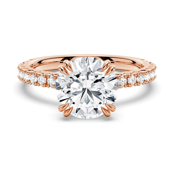 Round Cut Moissanite Ring Set with Matching Wedding Band