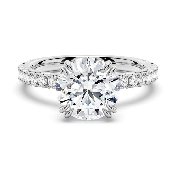 Round Cut Moissanite Ring Set with Matching Stacking Band