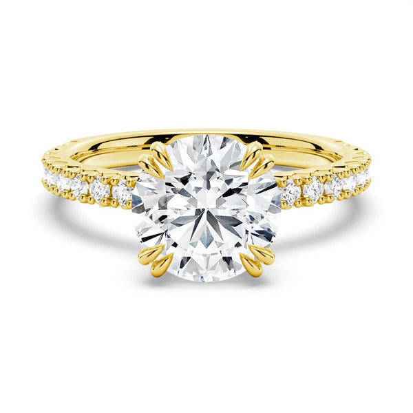 Round Cut Moissanite Ring Set with Matching Stacking Band