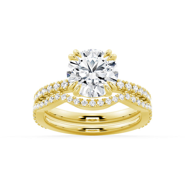 Solitaire Round Cut Engagement Ring Set With Matching Wedding Band