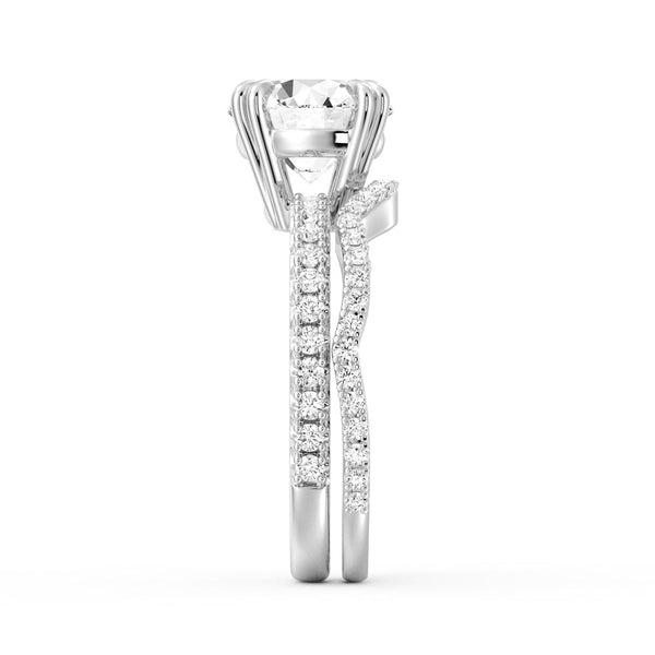 Solitaire Round Cut Engagement Ring Set With Matching Wedding Band