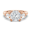 Cushion Cut Moissanite Engagement Ring with Tapered Baguette Side Stones