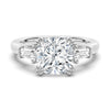 Cushion Cut Moissanite Engagement Ring with Tapered Baguette Side Stones