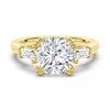 Cushion Cut Moissanite Engagement Ring with Tapered Baguette Side Stones
