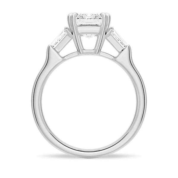 Emerald Cut Moissanite Engagement Ring with Tapered Baguette Side Stones