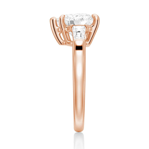 Heart Shaped Moissanite Engagement Ring with Tapered Baguette Side Stones