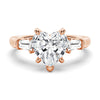 Heart Shaped Moissanite Engagement Ring with Tapered Baguette Side Stones