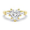 Heart Shaped Moissanite Engagement Ring with Tapered Baguette Side Stones