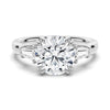 Round Cut Moissanite Engagement Ring with Tapered Baguette Side Stones