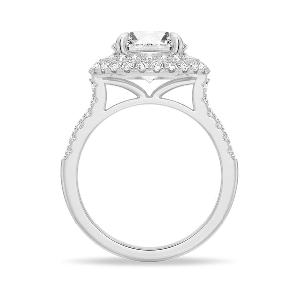Double Micropavé Halo Moissanite Engagement Ring With Accents