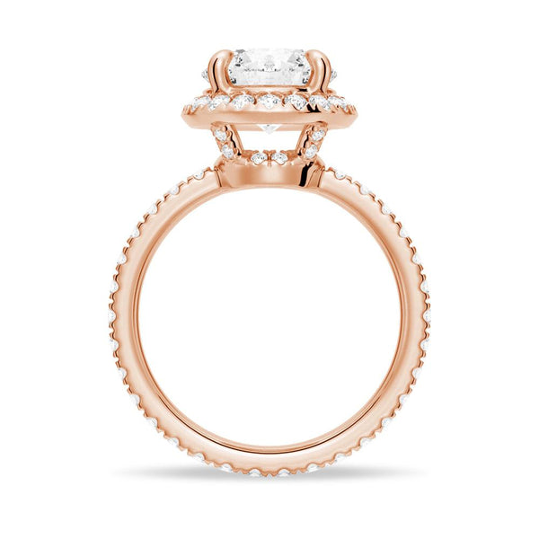 Round Brilliant Micropavé Halo Moissanite Engagement Ring