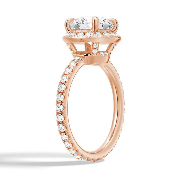 Round Brilliant Micropavé Halo Moissanite Engagement Ring