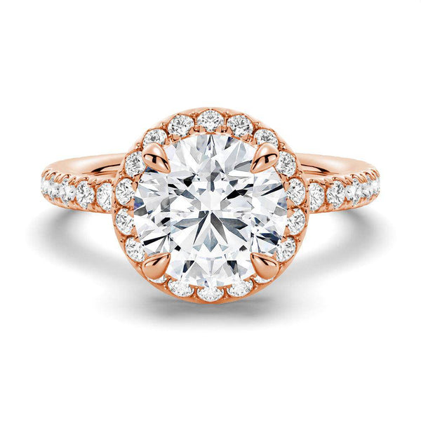 Round Brilliant Micropavé Halo Moissanite Engagement Ring