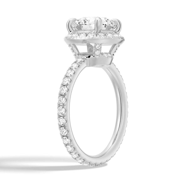 Round Brilliant Micropavé Halo Moissanite Engagement Ring