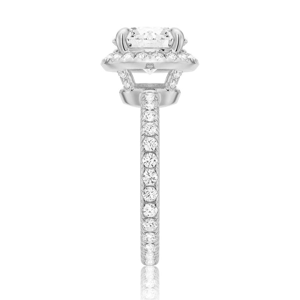 Round Brilliant Micropavé Halo Moissanite Engagement Ring