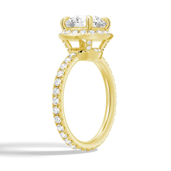 Round Brilliant Micropavé Halo Moissanite Engagement Ring