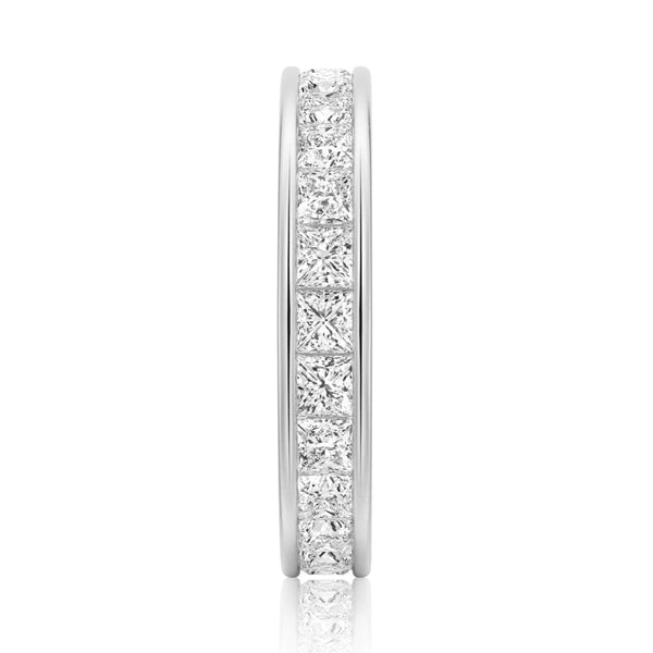 2.48 CT. Channel Set Princess Cut Moissanite Eternity Wedding Band