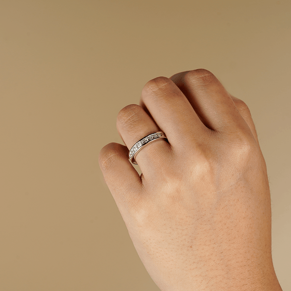 2.48 CT. Channel Set Princess Cut Moissanite Eternity Wedding Band