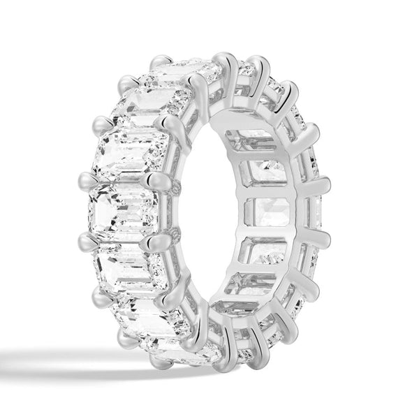 8.9 CT. Prong Set Emerald Cut Moissanite Eternity Wedding Band