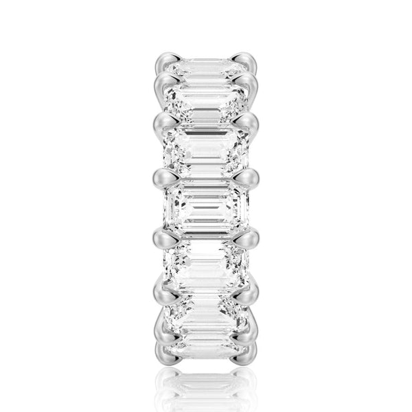 8.9 CT. Prong Set Emerald Cut Moissanite Eternity Wedding Band