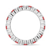 Prong Set Ruby and White Sapphire Eternity Wedding Band