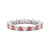 Prong Set Ruby and White Sapphire Eternity Wedding Band