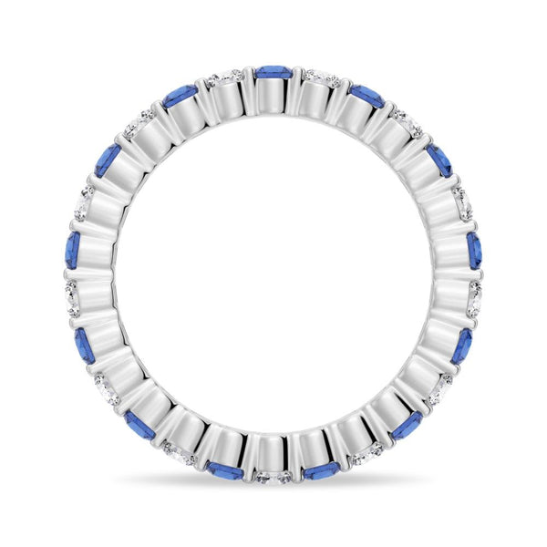 Prong Set Blue Sapphire and White Sapphire Eternity Wedding Band