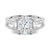 Three Stone Cushion & Half Moon Moissanite Engagement Ring with Pavé Band