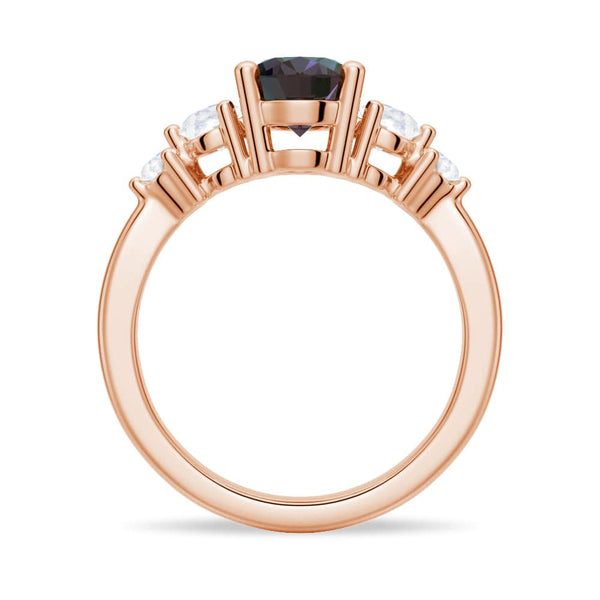 1.5 CT. Oval Alexandrite Engagement Ring With Moonstone Accents