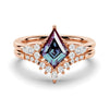 2 CT. Art Deco Kite Cut Alexandrite Engagement Ring Set With Moissanite Accents