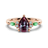 1.5 CT. Pear Shaped Alexandrite Engagement Ring With Emerald Accents