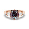2 CT. Round Cut Alexandrite Engagement Ring With Pear Shaped Moissanite Accents