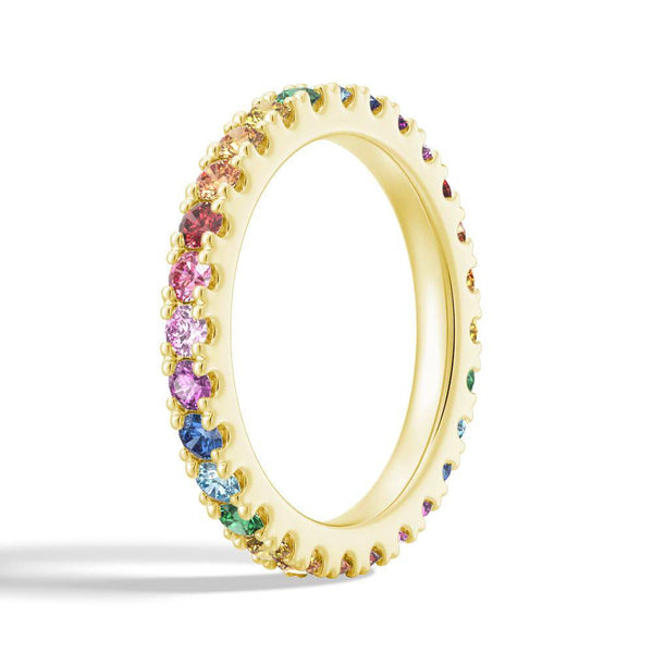Multi Color Rainbow Gemstones Eternity Band