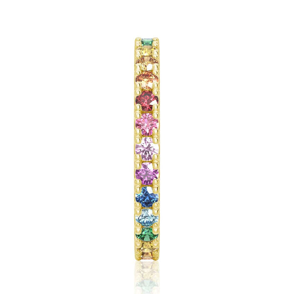 Multi Color Rainbow Gemstones Eternity Band