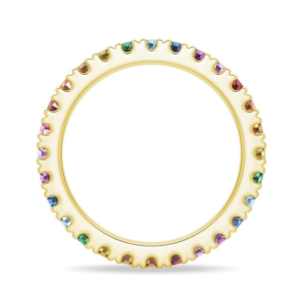 Multi Color Rainbow Gemstones Eternity Band