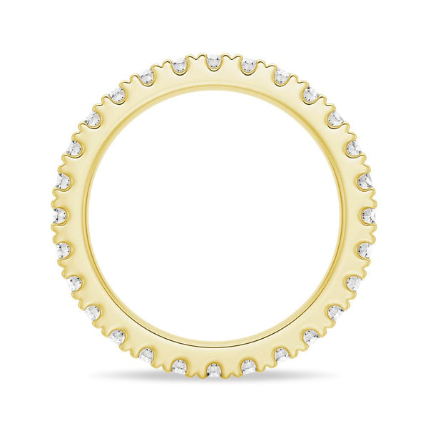 Round and Baguette Cut Moissanite Bands with French Pave Band Stacking Rings