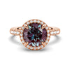3 CT. Round Cut Alexandrite Engagement Ring With Moissanite Halo Pavé