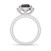 3 CT. Round Cut Alexandrite Engagement Ring With Moissanite Halo Pavé