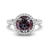 3 CT. Round Cut Alexandrite Engagement Ring With Moissanite Halo Pavé