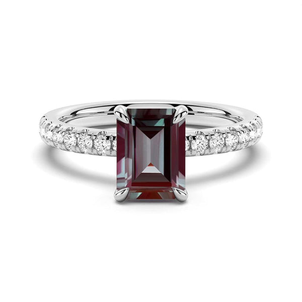 2 CT. Four Prong Emerald Cut Alexandrite Engagement Ring
