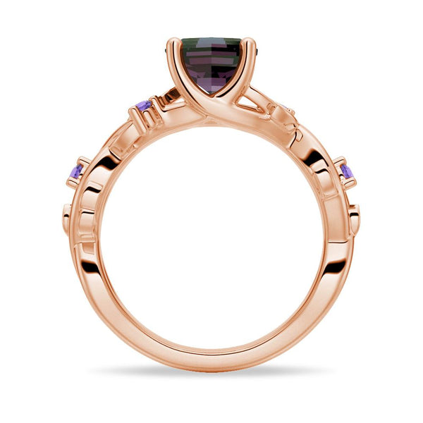 2 CT Vintage Hexagon Cut Alexandrite Engagement Ring With Amethyst