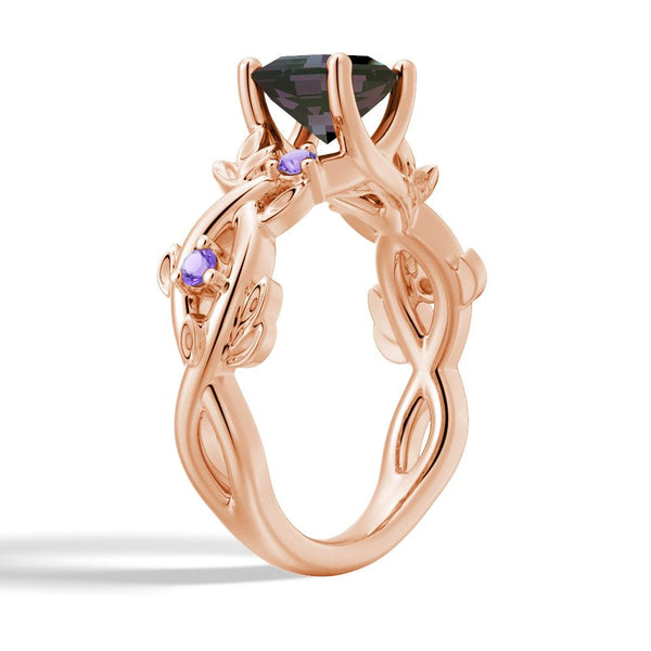 2 CT Vintage Hexagon Cut Alexandrite Engagement Ring With Amethyst